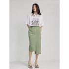 Asymmetric Slit-hem Midi Skirt