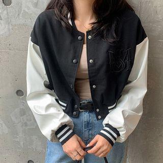Letter Cropped Baseball Jacket