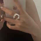 Shirred U Shape Alloy Open Ring J1941 - Silver - One Size
