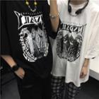 Couple Matching Elbow-sleeve Ghost Print T-shirt