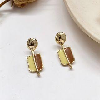 Retro Glaze Rectangle Dangle Earring 1 Pair - Yellow & Dark Gold - One Size