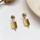 Retro Glaze Rectangle Dangle Earring 1 Pair - Yellow & Dark Gold - One Size