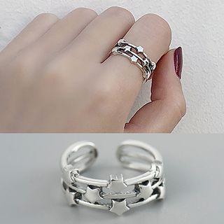 925 Sterling Silver Star Layered Open Ring