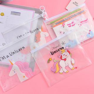 Unicorn Print Transparent Zip Pouch