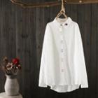 Buttoned Embroidered Long-sleeve Shirt White - One Size