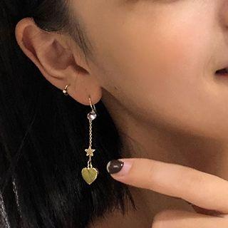 Rhinestone Glaze Heart Dangle Earring As Shown In Figure - One Size