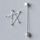 925 Sterling Silver Non-matching Star Drop Earrings