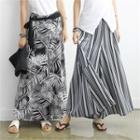 Beribboned Patterned Wide-leg Pants