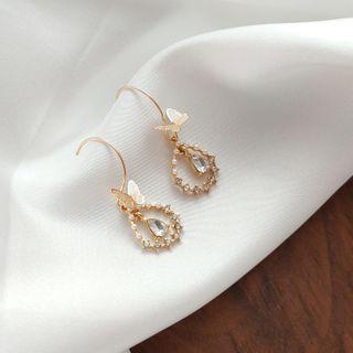Dangle Rhinestone Earring 1 Pair - Gold - One Size