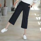 Button-detail Wide-leg Cropped Pants
