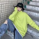 Turtleneck Sweatshirt Neon Yellow - One Size