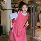 Short-sleeve Crew Neck T-shirt / Midi Overall Dress