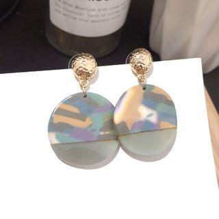 Acrylic Disc Dangle Earring Steel - Gold - One Size