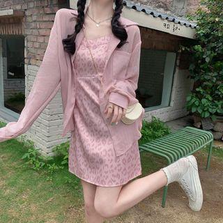 Spaghetti Strap Leopard Print A-line Dress / Shirt