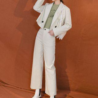 Double-breasted Cropped Blazer / Straight-cut Pants