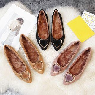 Heart Velvet Flats