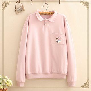 Tooth Paste Embroidered Lapel Sweatshirt