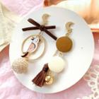 Non-matching Alloy Brid Tassel & Bobble Dangle Earring