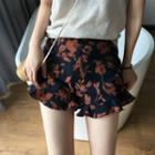 Ruffle Trim Floral Shorts