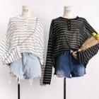 Loose-fit Lightweight Striped Sheer Knit Top