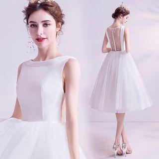 Mesh Panel A-line Cockdatil Dress