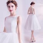 Mesh Panel A-line Cockdatil Dress