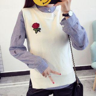 Floral Embroidered Sleeveless Sweater