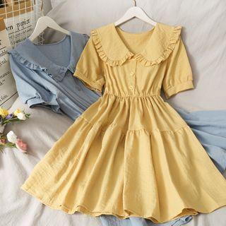 Peter Pan-collar Ruffled A-line Dress In 8 Colors