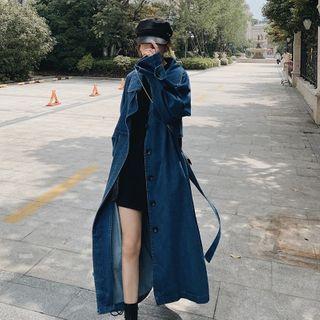 Single Breasted Denim Long Coat