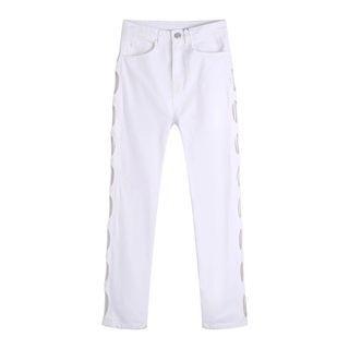 Mid Rise Printed Straight Leg Jeans