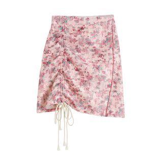 Floral Long-sleeve Top / Camisole Top / A-line Skirt / Set