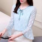 Tie Front 3/4 Sleeve Chiffon Blouse