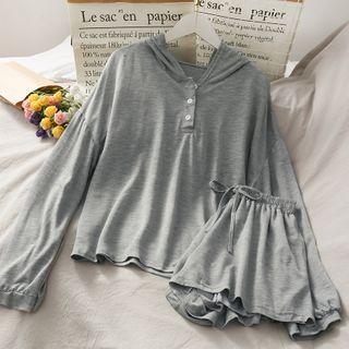 Set: Loose-fit Hooded Light Top + Drawcord Shorts