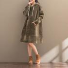 Plain Midi Velvet Hoodie Dress