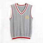 Piped Embroidered Cable-knit Vest