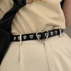Heart Faux Leather Belt Black - One Size
