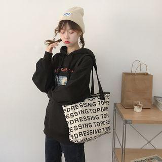 Lettering Tote Bag Top - Tote Bag - Strap - Black - One Size