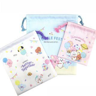 Bt21 Drawstring Pouch Set (3 Pieces) (little Festa) One Size