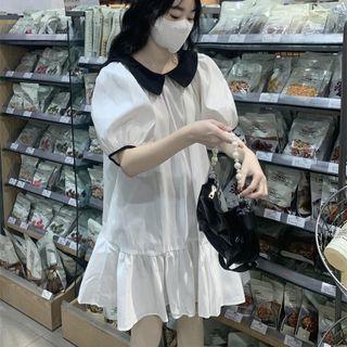 Peter Pan Collar Color Panel Dress