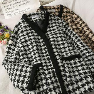 Houndstooth Loose-fit Wool Jacket
