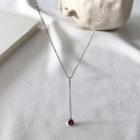 925 Sterling Silver Rhinestone & Bar Pendant Y Necklace As Shown In Figure - One Size