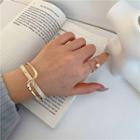 Layered Resin Alloy Open Bangle 1 Pc - Gold - One Size