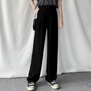 High-waist Loose Fit Plain Pants