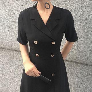 Double Breasted Short-sleeve Dress