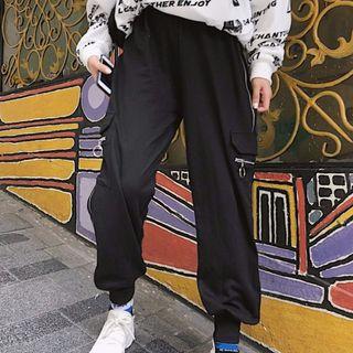 Zip Pocket Jogger Pants Black - One Size