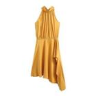 Sleeveless Mock-neck Asymmetrical A-line Dress
