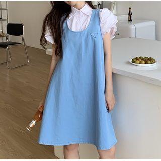 Short-sleeve Plain Blouse / Plain Jumper Dress