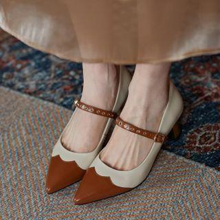 Two-tone Mary Jane Genuine Leather Pumps