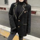 Loose-fit Lapel Woolen Jacket Black - One Size
