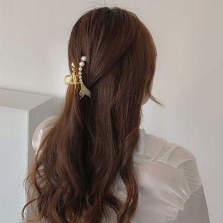 Mermaid Tail Rhinestone Hair Clamp Gold - One Size